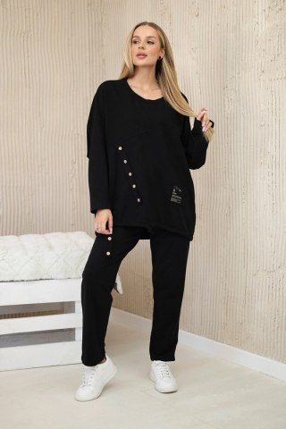 Komplet damski oversize bluza i spodnie czarny, włoski