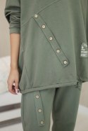 Komplet damski oversize bluza i spodnie khaki, włoski