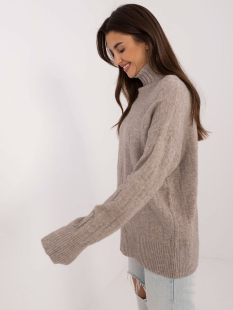 Sweter AT-SW-2342-1.35 ciemny bezowy