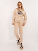 Bluza Brooklyn beżowa ocieplana oversize z printem