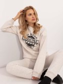 Bluza Brooklyn jasnobeżowa ocieplana oversize z printem