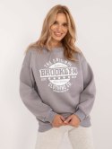 Bluza Brooklyn szara ocieplana oversize z printem