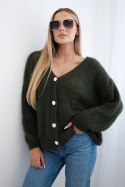 Sweter zapinany na guziki khaki, oversize włoski