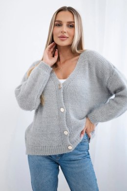 Sweter zapinany na guziki szary, oversize włoski