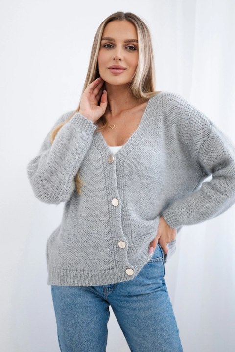 Sweter zapinany na guziki szary, oversize włoski