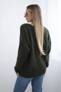 Sweter zapinany na guziki khaki, oversize włoski