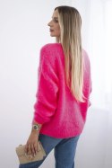 Sweter zapinany na guziki różowy neon, oversize włoski