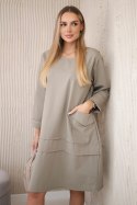 Sukienka z kieszeniami jasne khaki oversize włoska