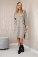 Sukienka z kieszeniami jasne khaki oversize włoska