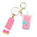 Brelok do kluczy Shake przelewowy Bubble Tea 6,1 x 3,6 cm z opalizującą smyczą Róż BRL332R