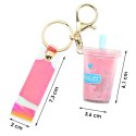 Brelok do kluczy Shake przelewowy Bubble Tea 6,1 x 3,6 cm z opalizującą smyczą Róż BRL332R