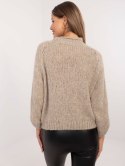 Sweter oversize z domieszką wełny ciemnobeżowy, akrylowy