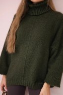 Sweter z golfem khaki