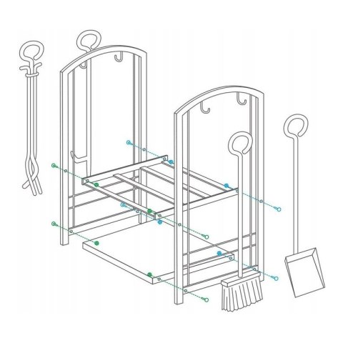 Stojak, Kosz metalowy na drewno kominkowe z akcesoriami 73x40x30cm SND05