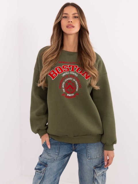 Bluza Boston dresowa z naszywkami, khaki, oversize