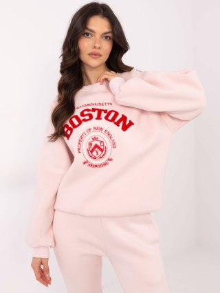 Bluza Boston dresowa z naszywkami, różowa, oversize