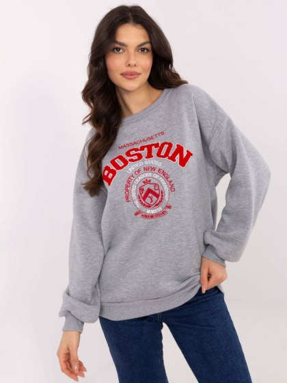 Bluza Boston dresowa z naszywkami, szary, oversize