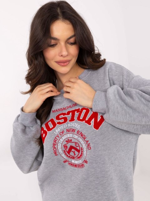 Bluza Boston dresowa z naszywkami, szary, oversize