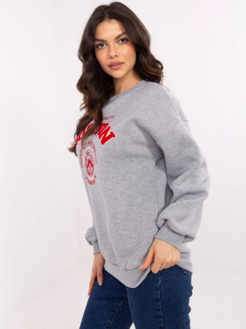 Bluza Boston dresowa z naszywkami, szary, oversize