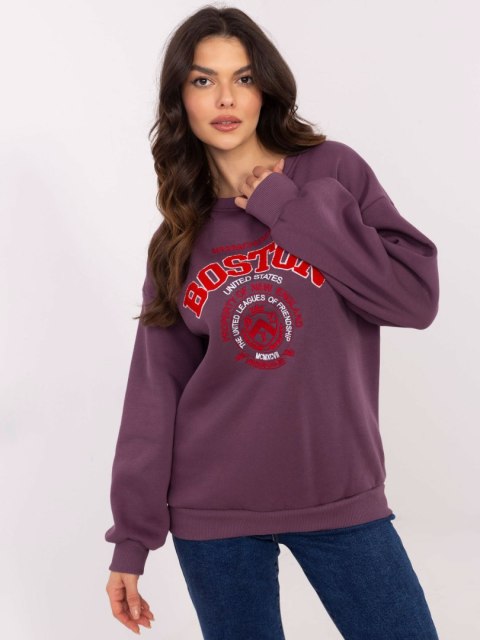 Bluza Boston dresowa z naszywkami, fioletowy, oversize