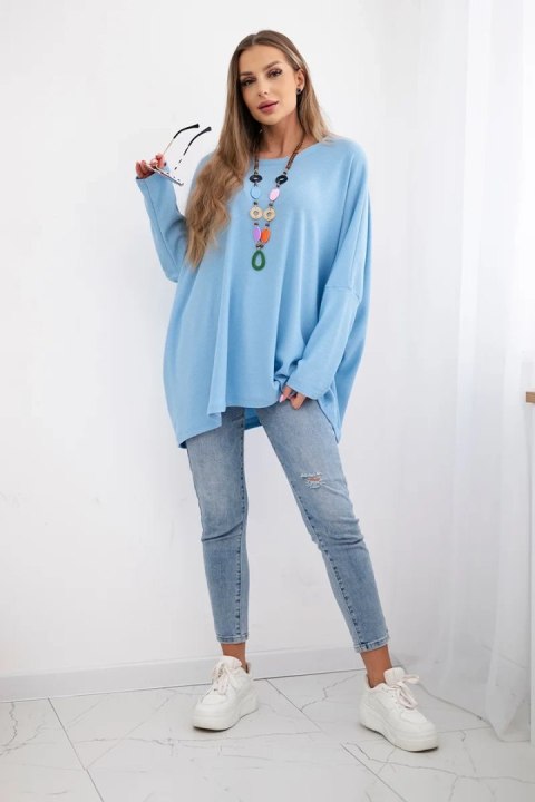 Bluzka oversize z wisiorkiem niebieska Italy Moda