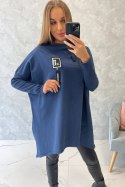 Bluza oversize z asymetrycznymi bokami jeansowa