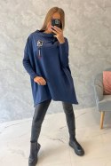 Bluza oversize z asymetrycznymi bokami jeansowa