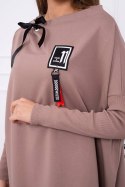 Bluza oversize z asymetrycznymi bokami mocca