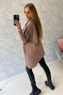 Bluza oversize z asymetrycznymi bokami mocca