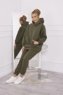 Komplet sportowy ocieplany khaki bluza z kapturem