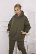 Komplet sportowy ocieplany khaki bluza z kapturem