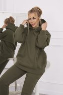 Komplet sportowy ocieplany khaki bluza z kapturem