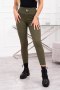 Legginsy w prążek z wysokim stanem khaki UNI