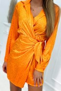 Sukienka wiązana w talii pomarańczowa