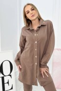 Komplet damski sportowy bluza, top i legginsy mocca