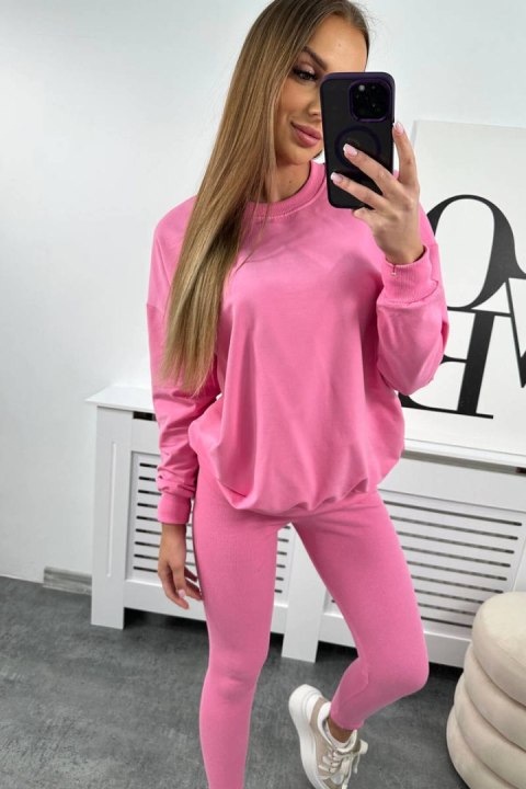 Komplet bawełniany bluza + legginsy jasny różowy