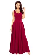 246-1 CINDY długa suknia z dekoltem - BORDOWA - XL