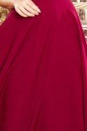 246-1 CINDY długa suknia z dekoltem - BORDOWA - XL