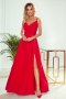 Chiara elegancka maxi suknia na ramiączkach czerwona L 299-1