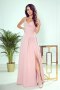 Chiara elegancka maxi suknia na ramiączkach pudrowy róż XL 299-2