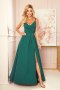 299-4 CHIARA elegancka maxi suknia na ramiączkach - ZIELEŃ BUTELKOWA - M