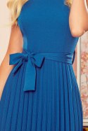 311-4 LILA Plisowana sukienka z krótkim rękawkiem - kolor MORSKI - XXL