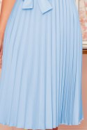 311-8 LILA Plisowana sukienka z krótkim rękawkiem - JASNY BŁĘKIT - XL