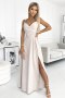 Chiara elegancka maxi suknia na ramiączkach beżowa L 299-6